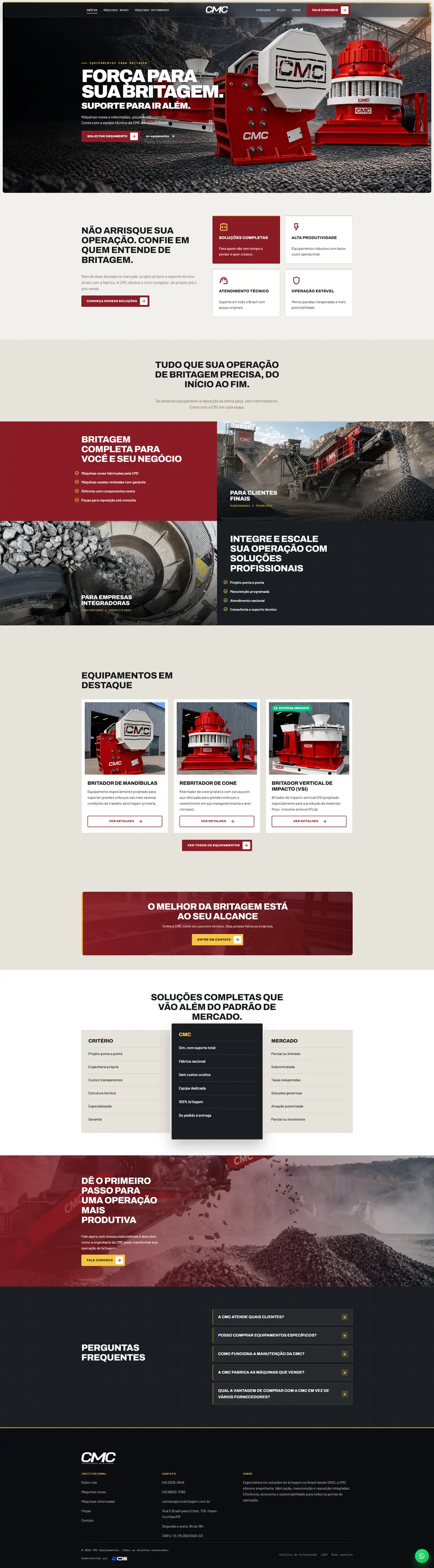 Página completa do site da CMC Britagem